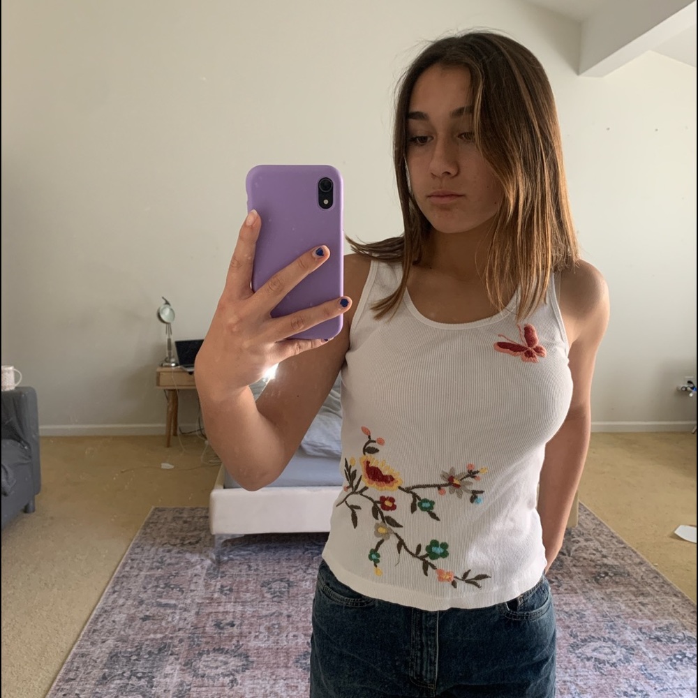 Refuge embroidered tank top